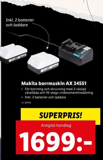 Makita Borrmaskin AX 34551