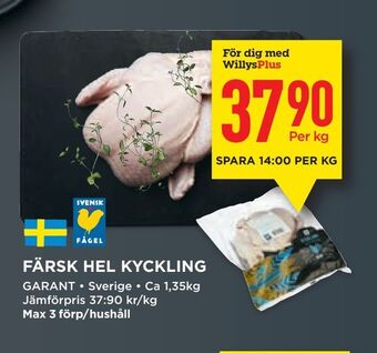 Willys Färsk hel kyckling erbjuda