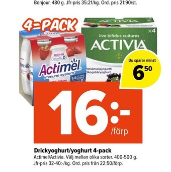 Coop Extra Drickyoghurt/yoghurt 4-pack erbjuda