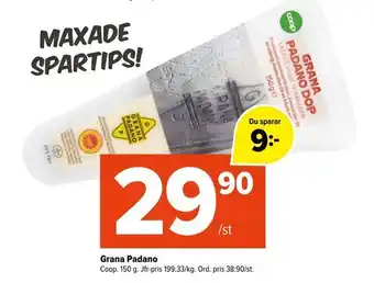 Coop Extra Grana padano erbjuda