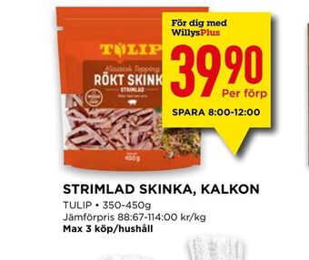 Willys Strimlad skinka, kalkon erbjuda