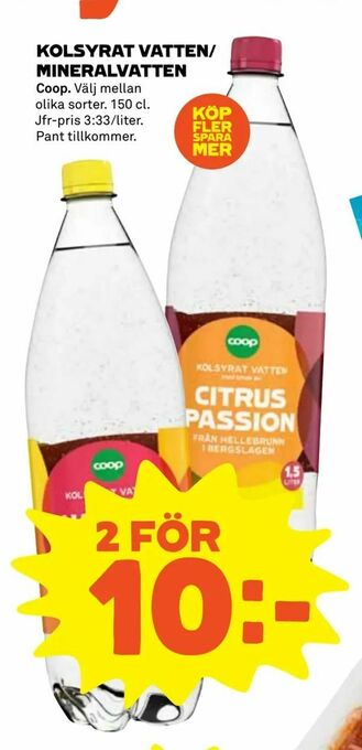 Coop Extra Kolsyrat vatten/ mineralvatten erbjuda