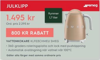 Electrolux Home Smeg vattenkokare erbjuda
