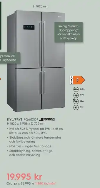 Smeg kyl- & frysskåp