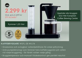 Electrolux Home Wilfa kaffebryggare erbjuda
