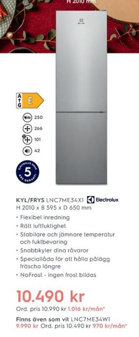 Electrolux Home Electrolux kyl- & frysskåp erbjuda