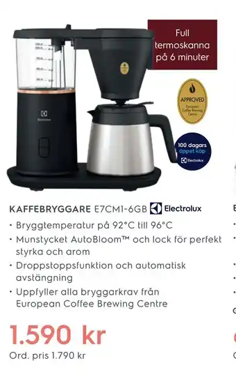 Electrolux Home Kaffebryggare e7cm1-6gb. erbjuda