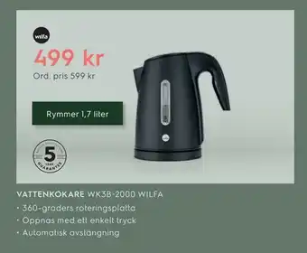 Electrolux Home Vattenkokare wk3b-2000 wilfa erbjuda