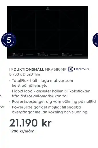 Electrolux Home Induktionshäll hka880mf erbjuda