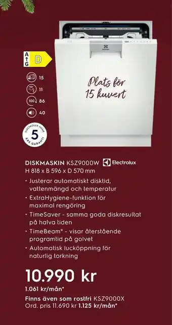 Electrolux Home Diskmaskin ksz9000w erbjuda
