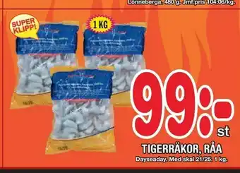 Nya Pulsen Tigerräkor, råa erbjuda