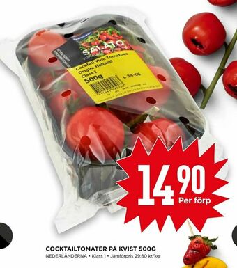 Willys Cocktailtomater på kvist 500g erbjuda