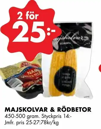 Majskolvar & rödbetor