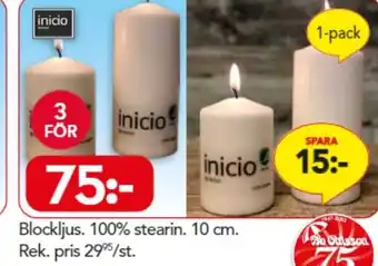 Bo Ohlsson Blockljus 100% stearin 10 cm. erbjuda