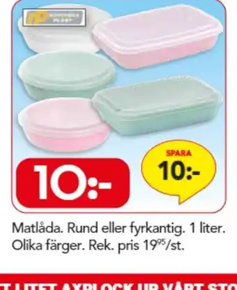 Bo Ohlsson Matlåda Rund eller fyrkantig 1 liter Olika färger erbjuda