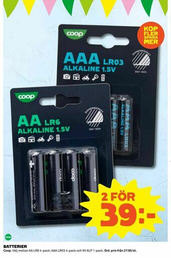 Coop Konsum Batterier erbjuda