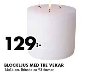 ÖoB Blockljus Med Tre Vekar erbjuda