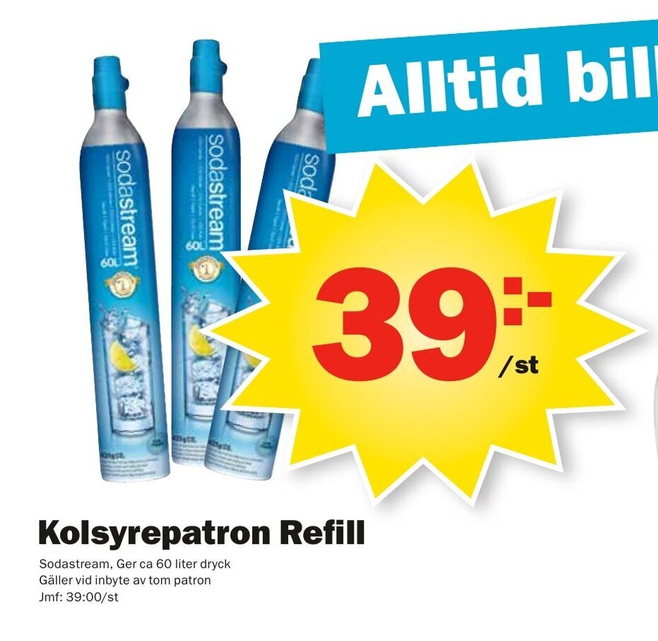 Sodastream Kolsyrepatron Refill 60 liters erbjudande hos Pekås