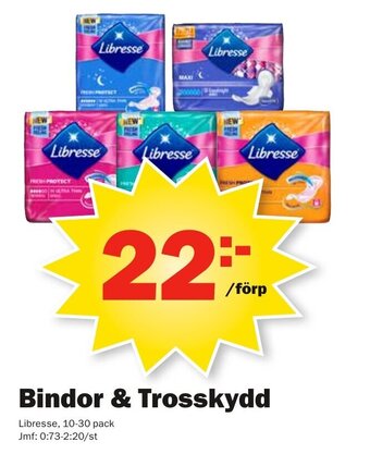 Pekås Libresse Bindor & Trosskydd 10-30 pack erbjuda