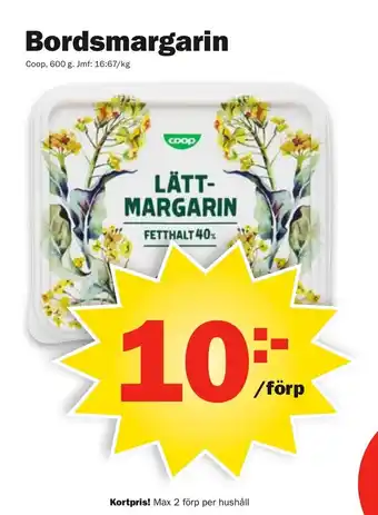 Pekås Coop Bordsmargarin 600g erbjuda