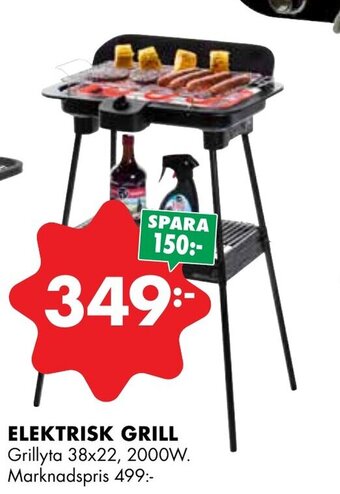 ÖoB Elektrisk Grill Grillyta 38x22 2000W erbjuda