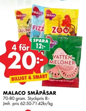 ÖoB Malaco Småpåsar 70-80 gram erbjuda