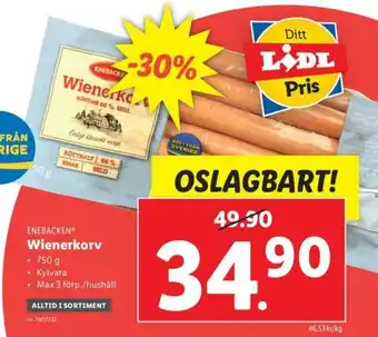 Lidl Enebacken Wienerkorv 750g erbjuda