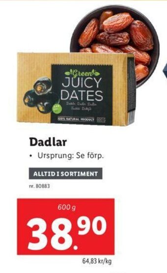 Lidl Dadlar 600g erbjuda