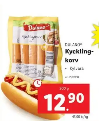 Lidl Dulano Kycklingkorv 300g erbjuda