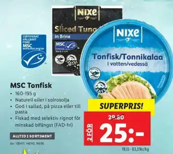 Lidl MSC Tonfisk 160-195g erbjuda