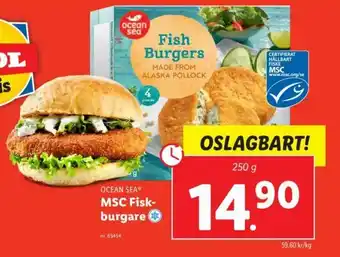 Lidl Ocean Sea MSC Fiskburgare 250g erbjuda