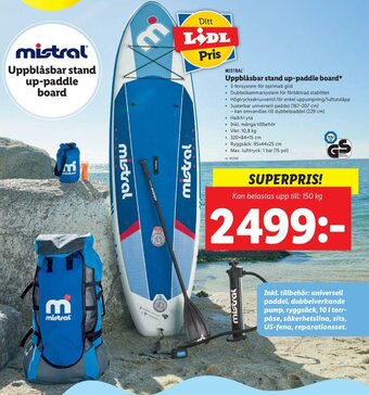 Lidl Mistral Uppblåsbar stand up-paddle board erbjuda