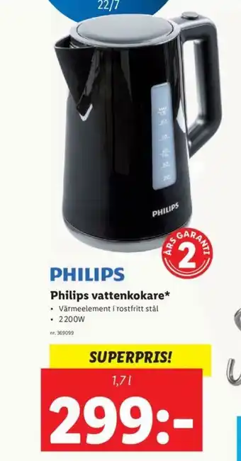 Lidl Philips vattenkokare 1,7L erbjuda
