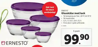 Lidl Ernesto Glasskålar med lock 5-pack erbjuda