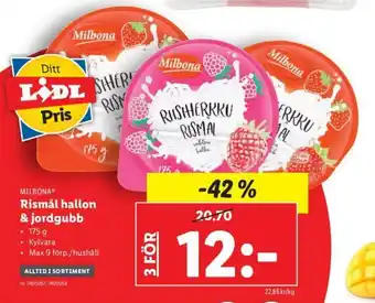 Lidl Milbona Rismål hallon & jordgubb 175g erbjuda