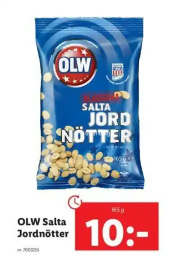 Lidl Olw Salta Jordnötter 165g erbjuda