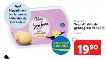 Lidl Gelatelli Svensk laktosfri gräddglass vanilj 1L erbjuda