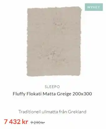 Sleepo Fluffy Flokati Matta Greige 200 x 300