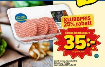 Östenssons Garant Färska hamburgare 452g erbjuda