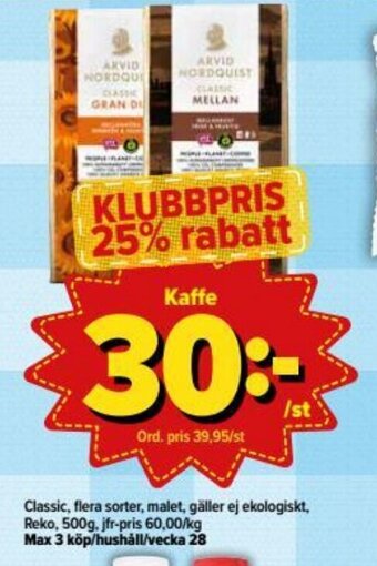 Östenssons Kaffe 500g erbjuda