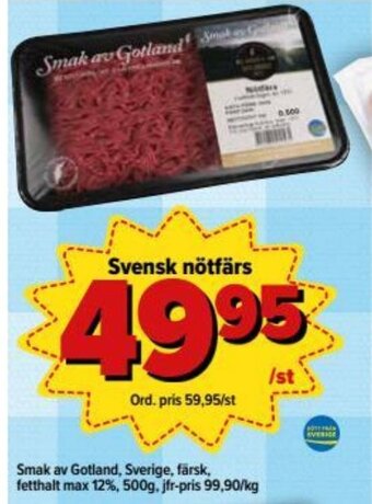 Östenssons Smak av Gotland Svensk nötfärs 500g erbjuda