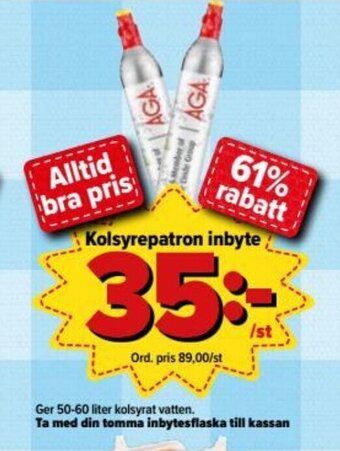Östenssons Kolsyrepatron inbyte 50-60 liter erbjuda