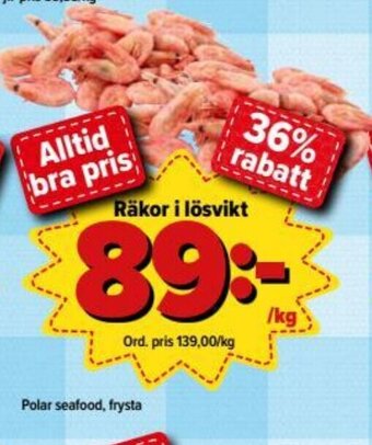 Östenssons Polar seafood Räkor i lösvikt erbjuda