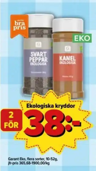 Östenssons Garant Eko Ekologiska kryddor 10-52g erbjuda