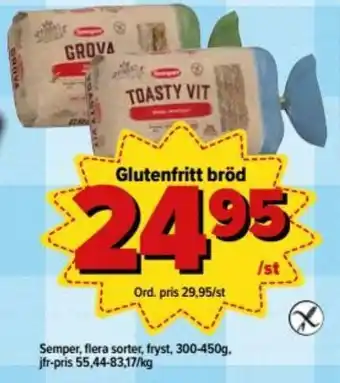 Östenssons Semper Glutenfritt bröd 300-450g erbjuda