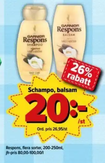 Östenssons Respons Schampo, balsam 200-250ml erbjuda