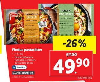 Lidl Findus pastarätter erbjuda