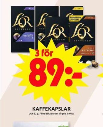 ICA Maxi L or kaffekapslar erbjuda