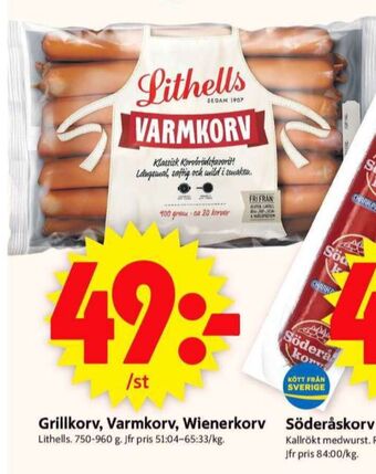 ICA Supermarket Lithells varmkorv erbjuda