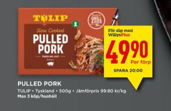 Willys Tulip pulled pork erbjuda